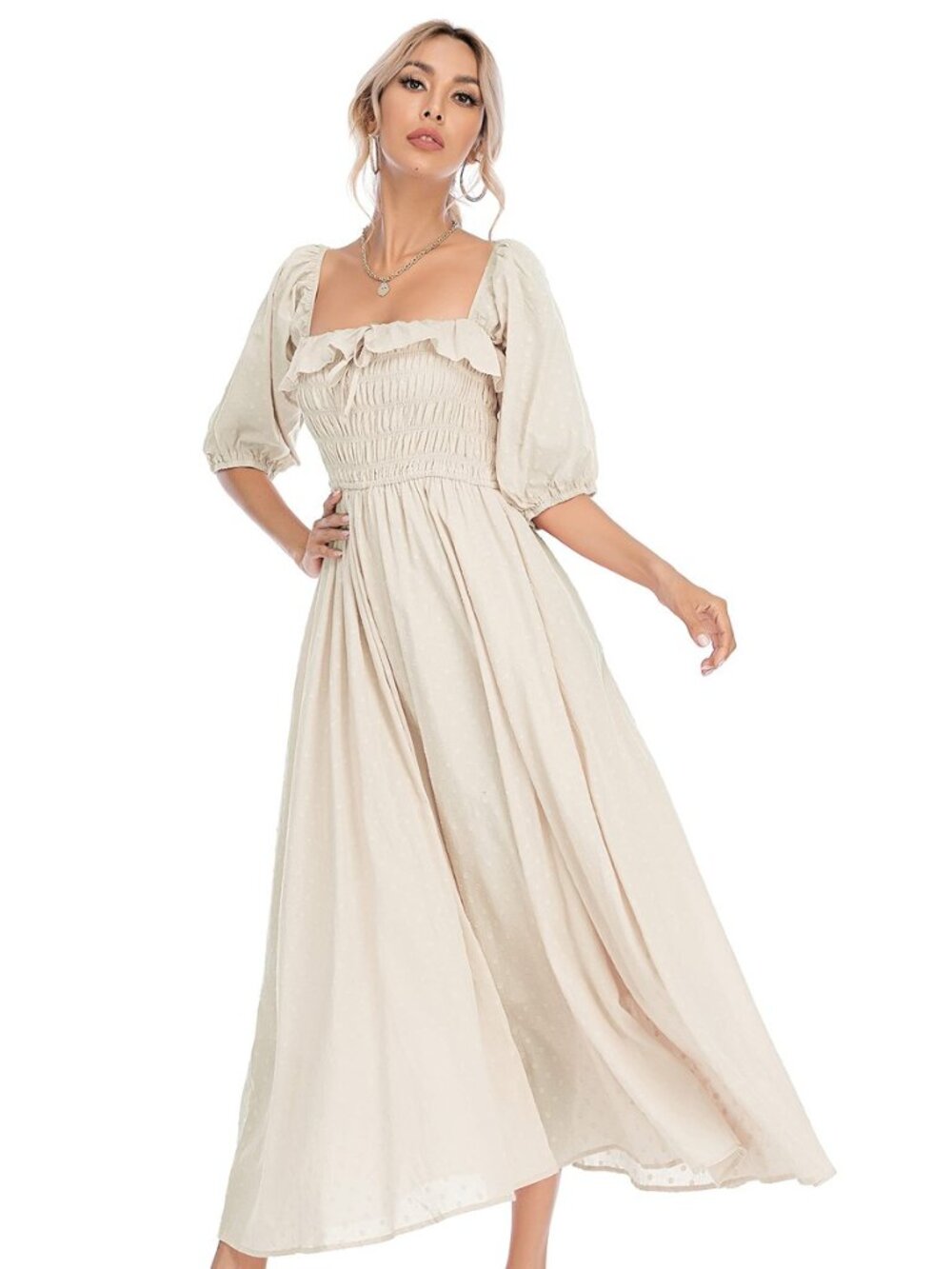 Women Summer Cotton A Line Flowy Long Dresses